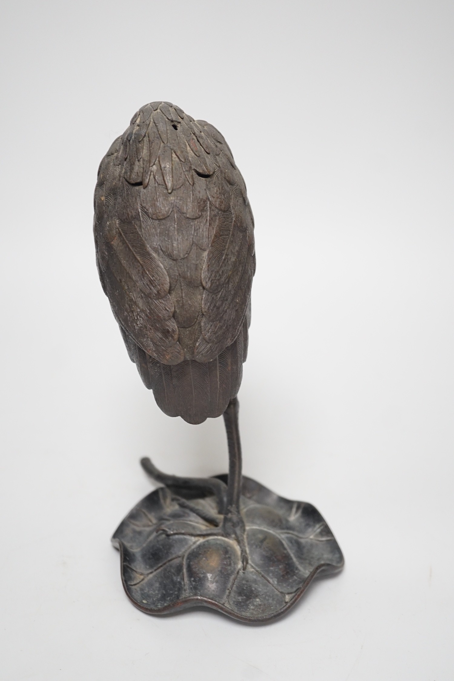 A Japanese bronze 'crane' censer, Meiji period, 24cm high